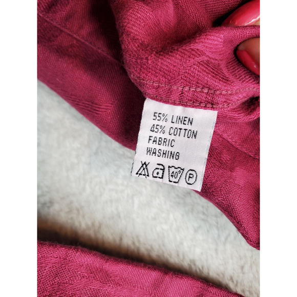 Whipper In Shirt Men's Small Burgundy Jacquard Long Sleeve Collared Button Down - Picture 8 of 8